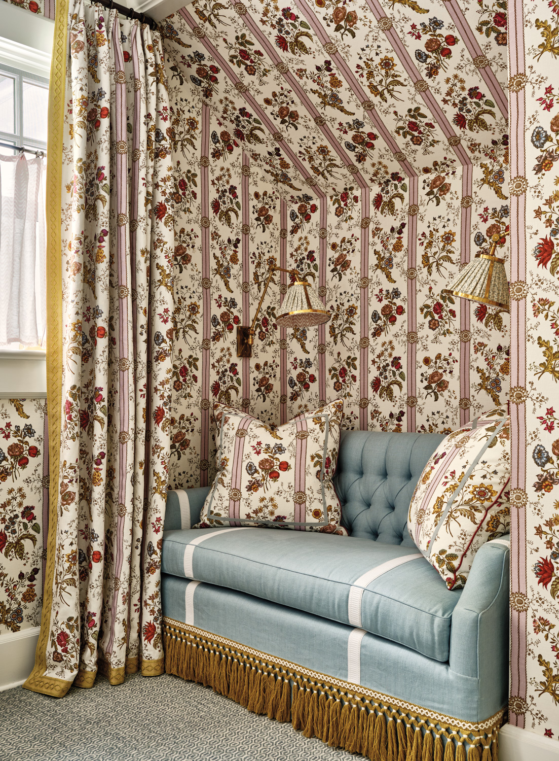 Nook with settee and floral...