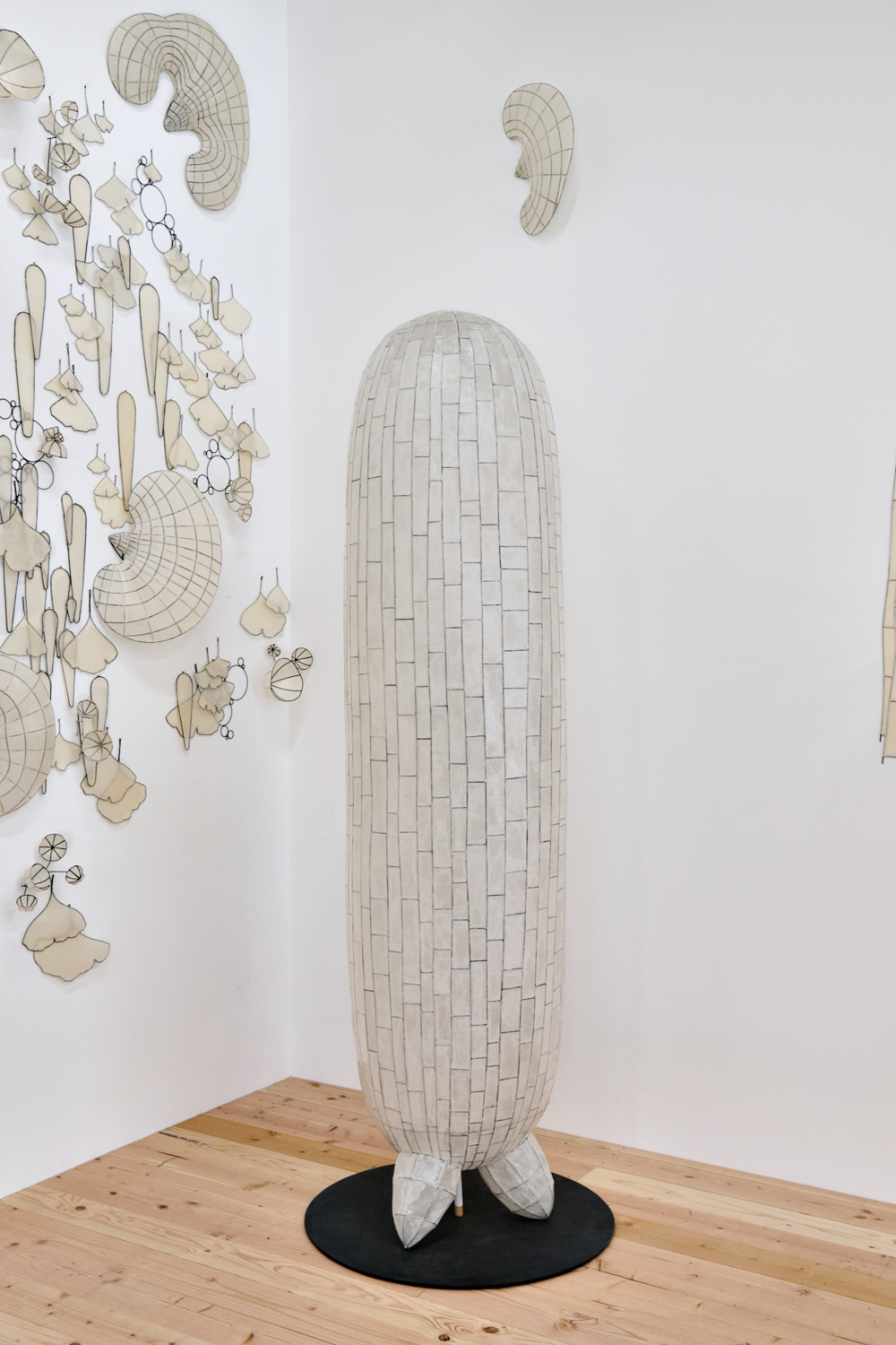 A large sculpture, Ancestor 1, towers in Nancy Mintz’s art studio
