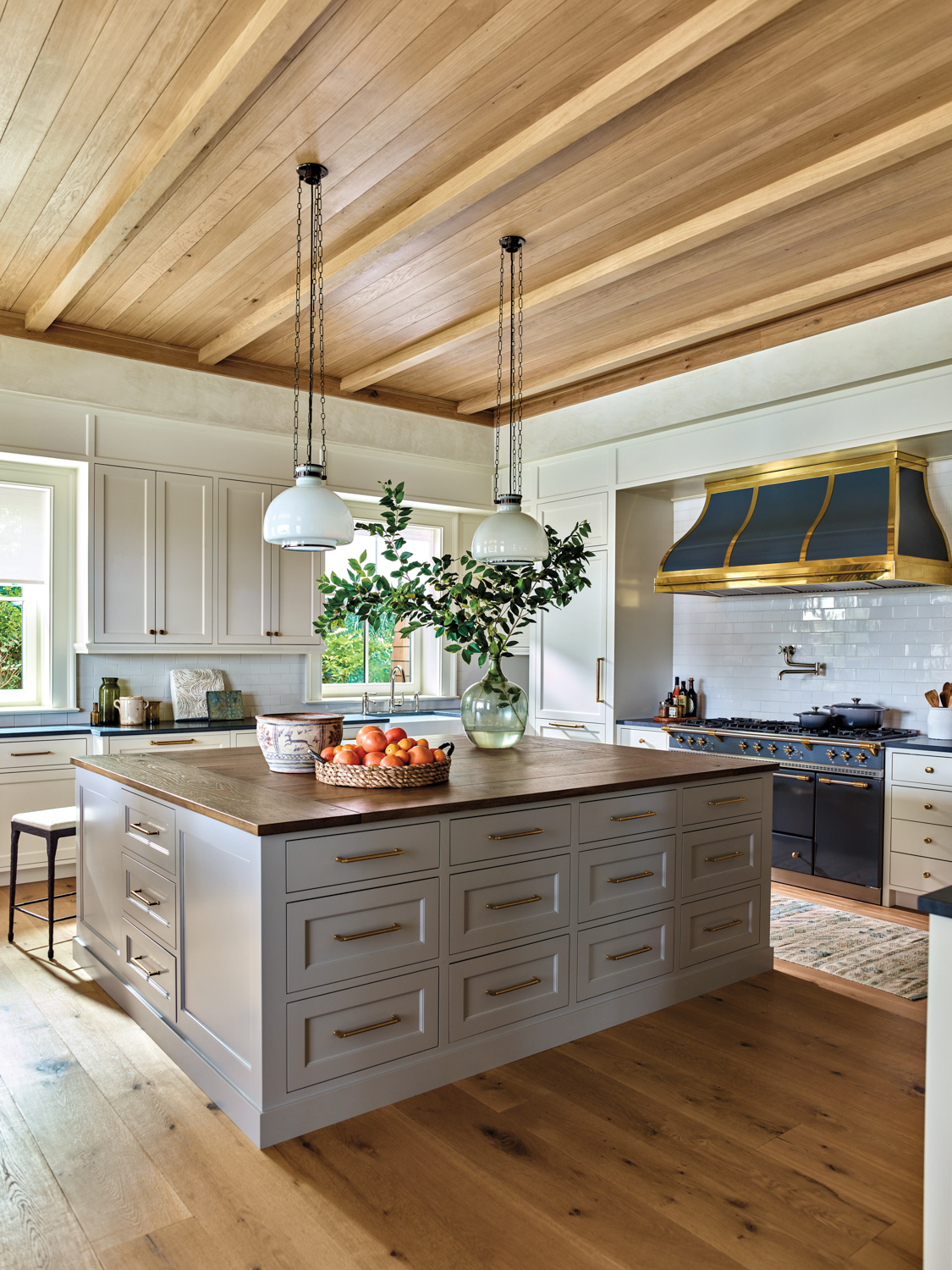Kitchen with wood ceiling, large...