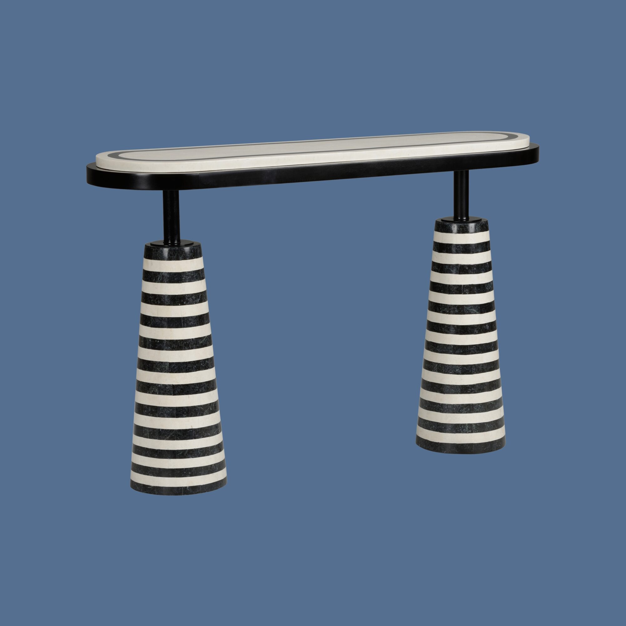 striped black and white table