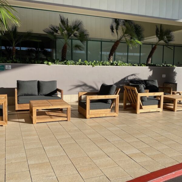 Teak Chatsworth deep outdoor seating by Willow Creek in Los Angeles.