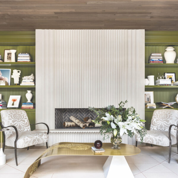 Silhouette contemporary modern fireplace mantel by Francois and Co. available in metal or stone materials—the perfect complement to contemporary or modern interiors or a dynamic focal point for a more transitional style interior.