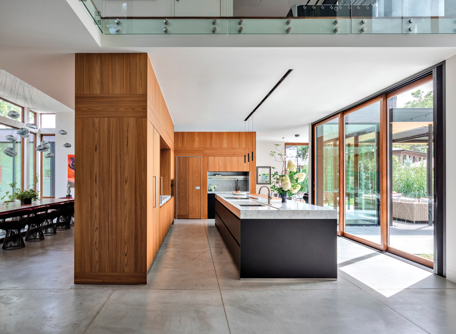 open kitchen with teak and...