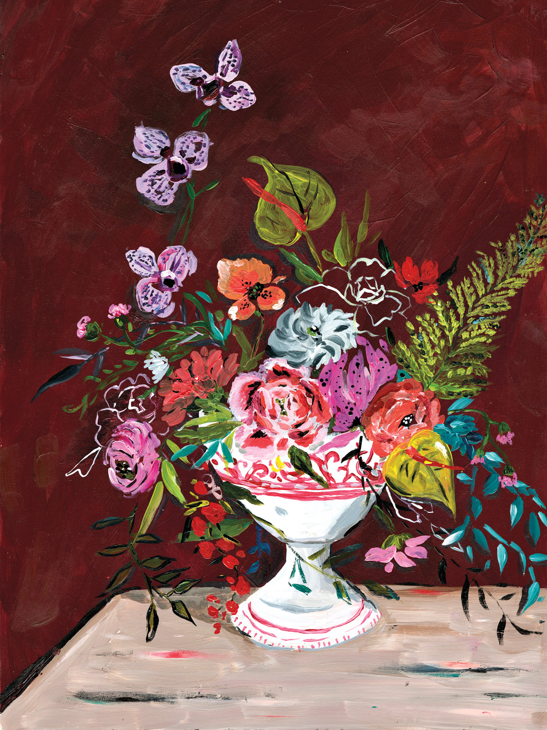 Painting of wild and colorful flower arrangement in Bari J. Ackerman feed