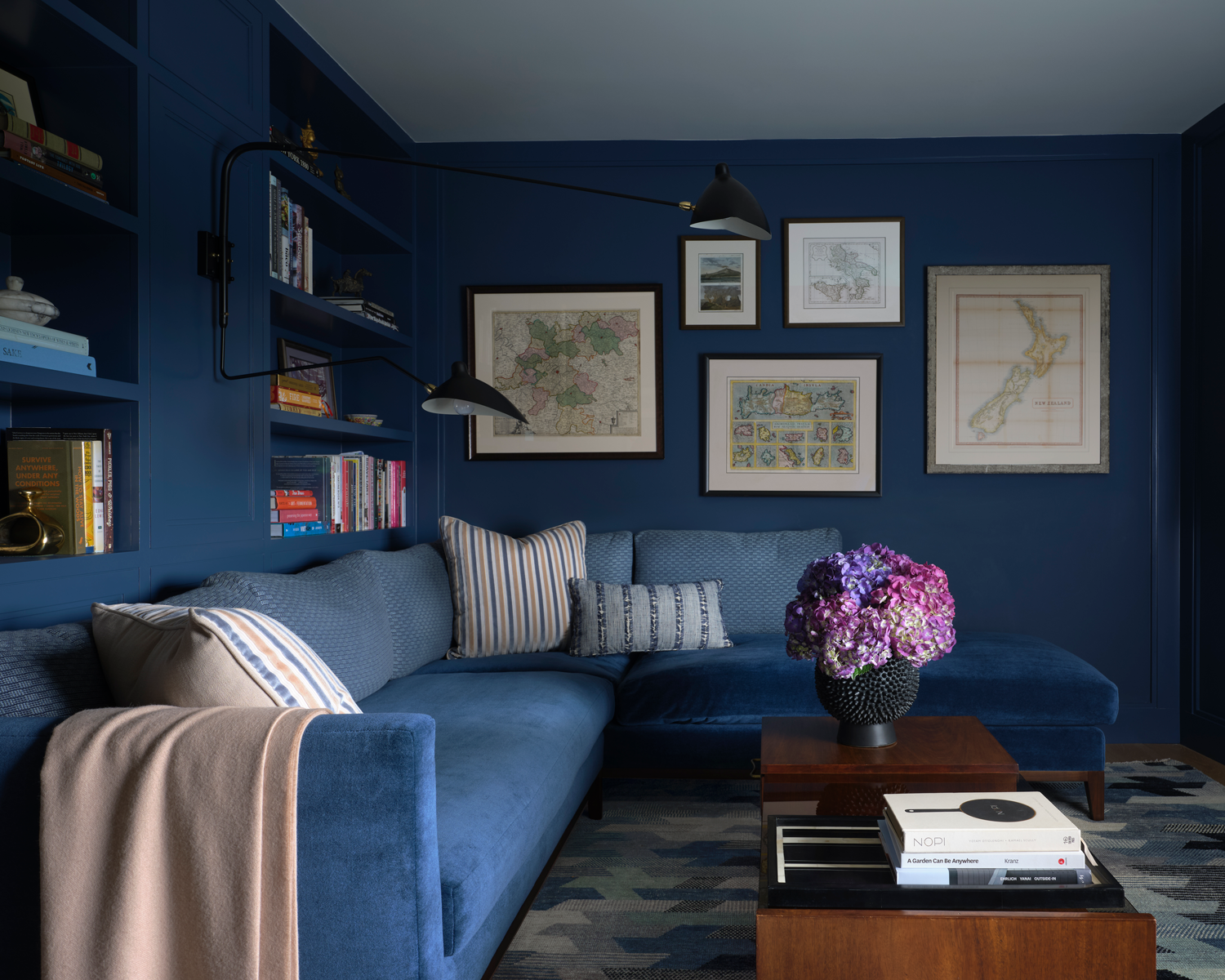 blue sitting room as part of many 2024 paint color trends