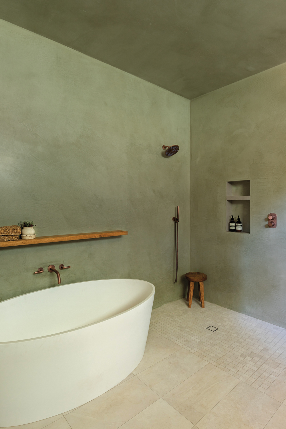 Soak In This Sage-Green Wet Room With A Japandi Aesthetic