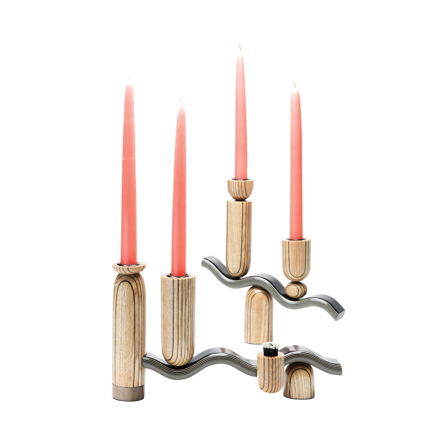 candle holder with wood and metal by Aspen Golann