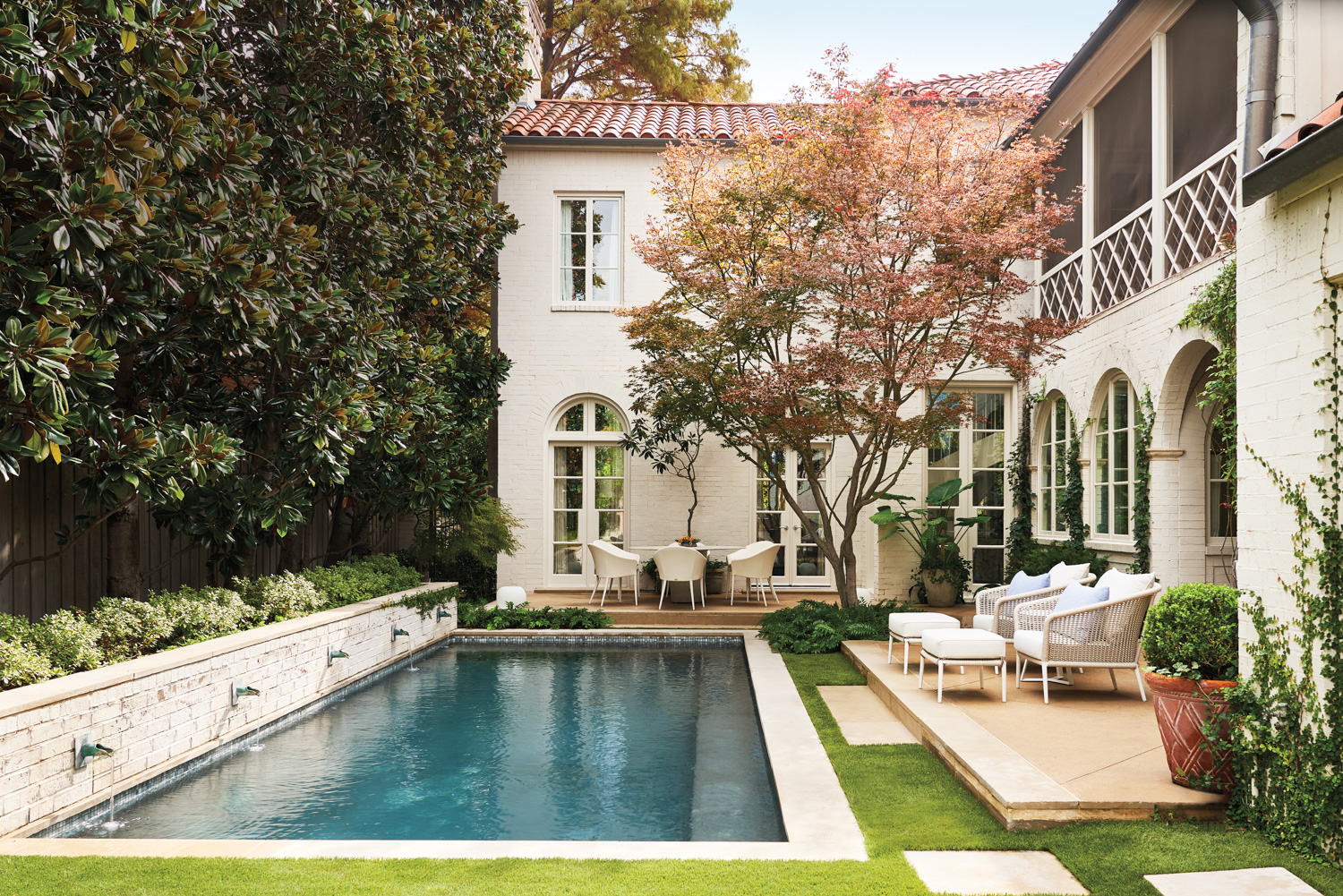 A backyard with a pool...