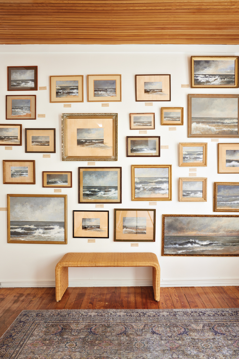 gallery wall of framed prints