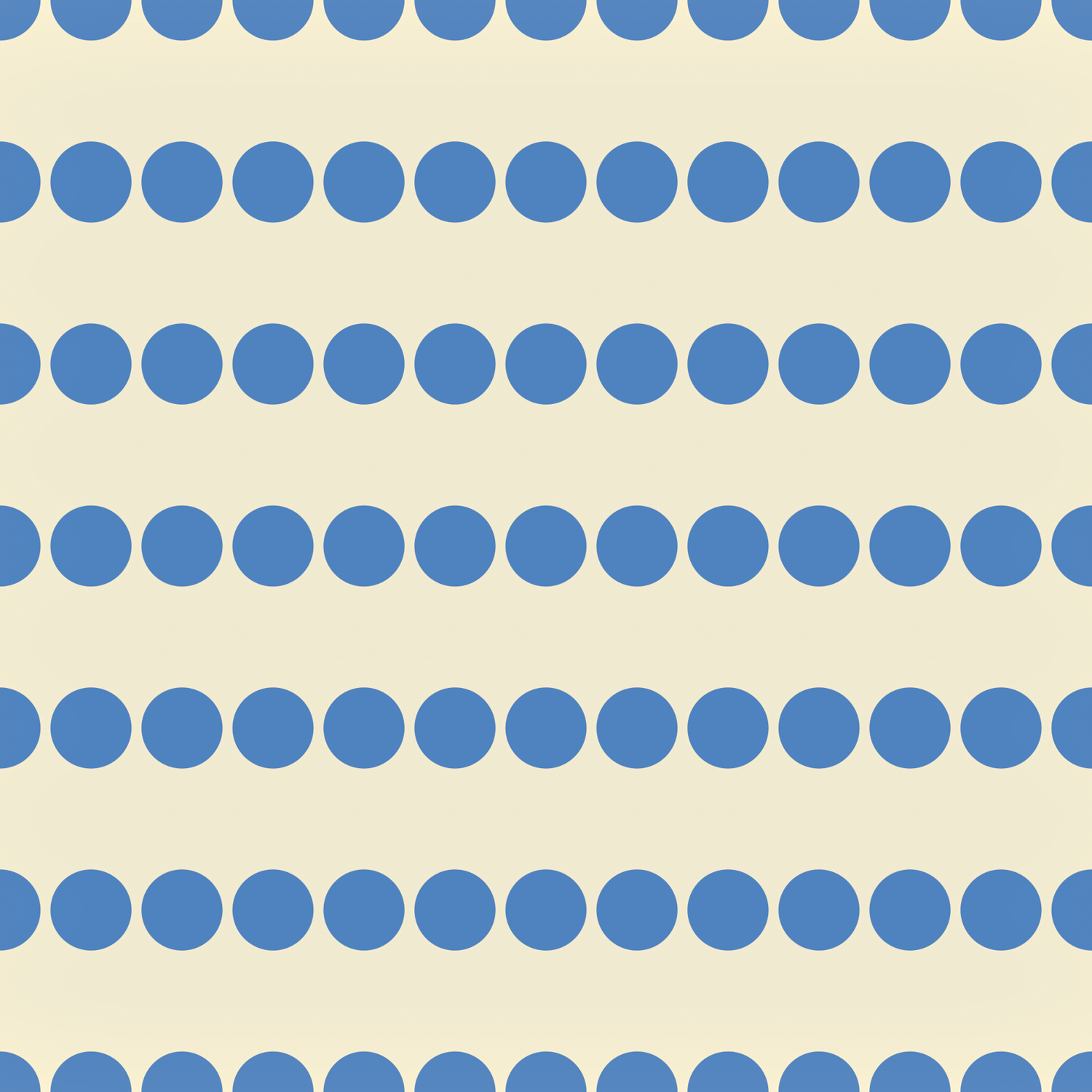 Sample of wallpaper with lines of small blue circles against a cream-colored background