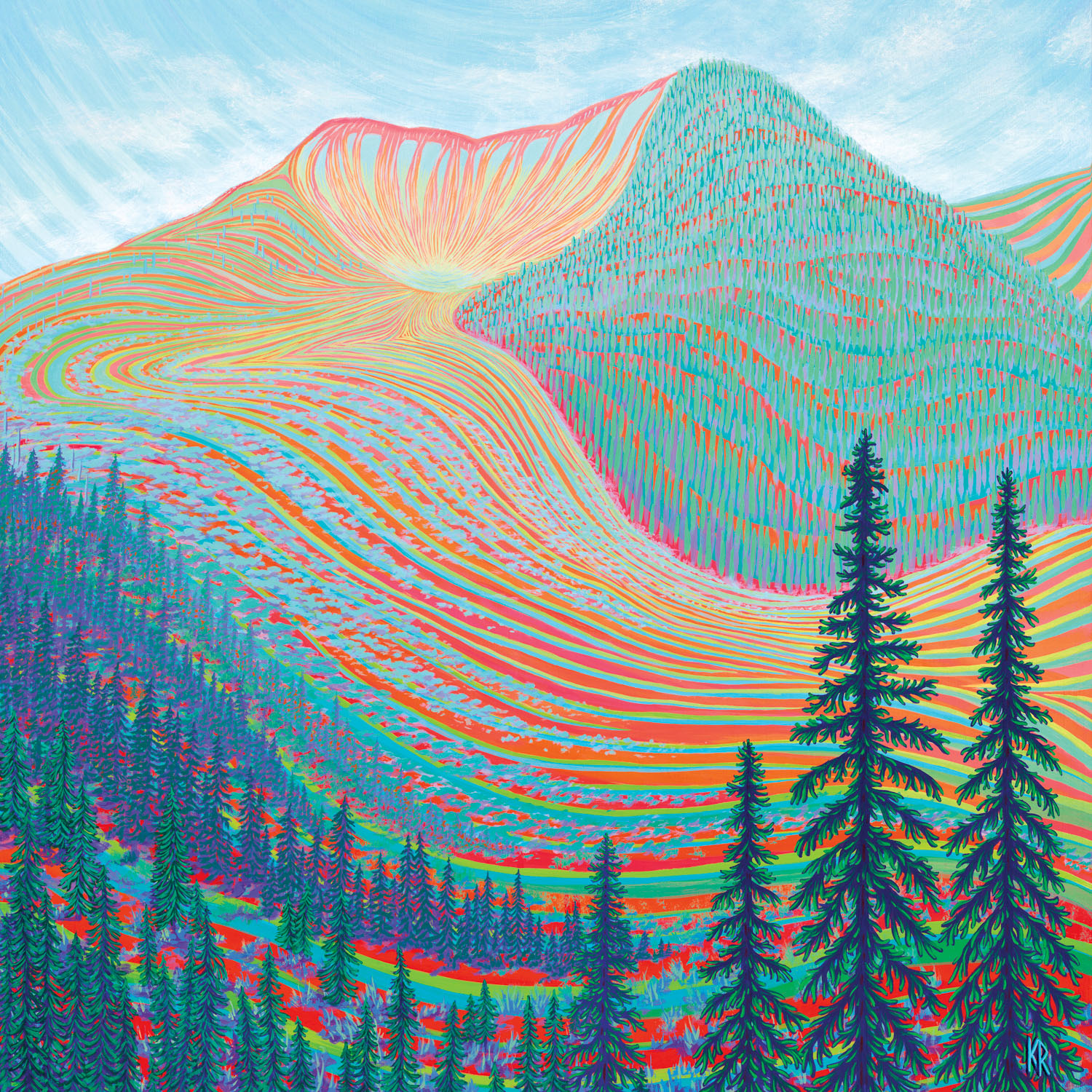 An impressionist mountain landscape by Kristen Ross.
