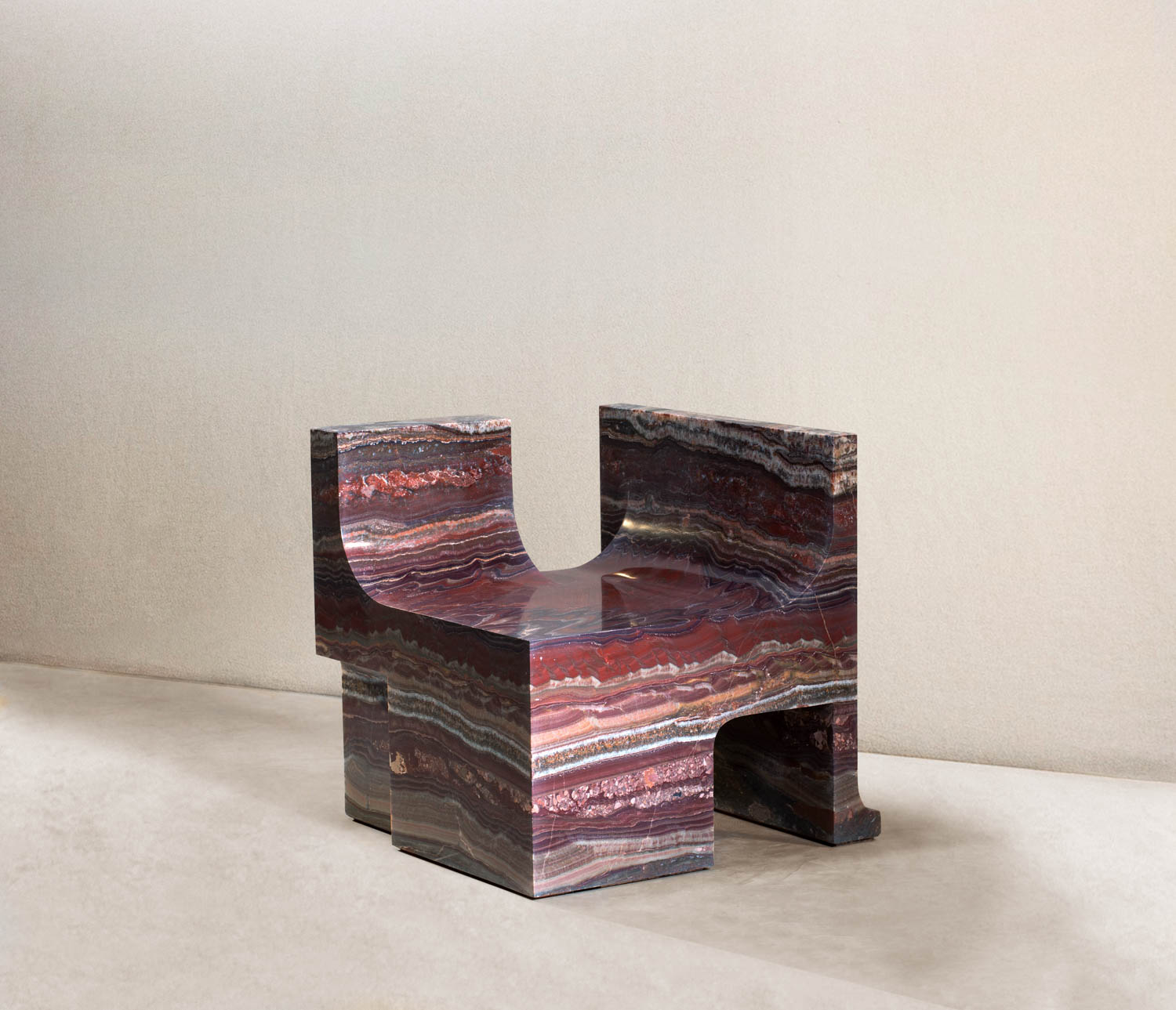 chair made from red onyx