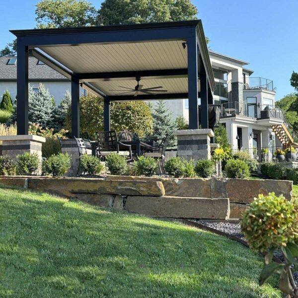 Scenic backyard featuring a gazebo and patio, ideal for enjoying the outdoors.