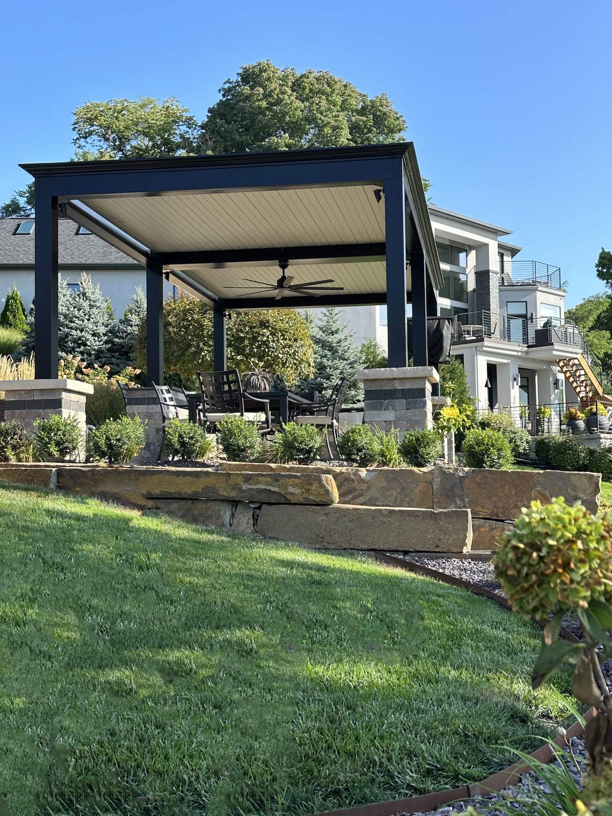 Scenic backyard featuring a gazebo and patio, ideal for enjoying the outdoors.
