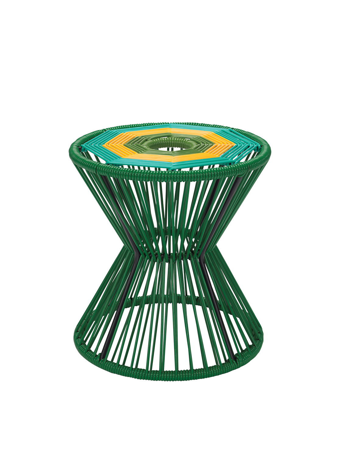 a green iron stool/table