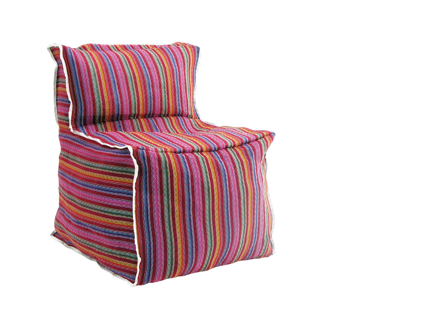 a multi-colored fabric outdoor seat