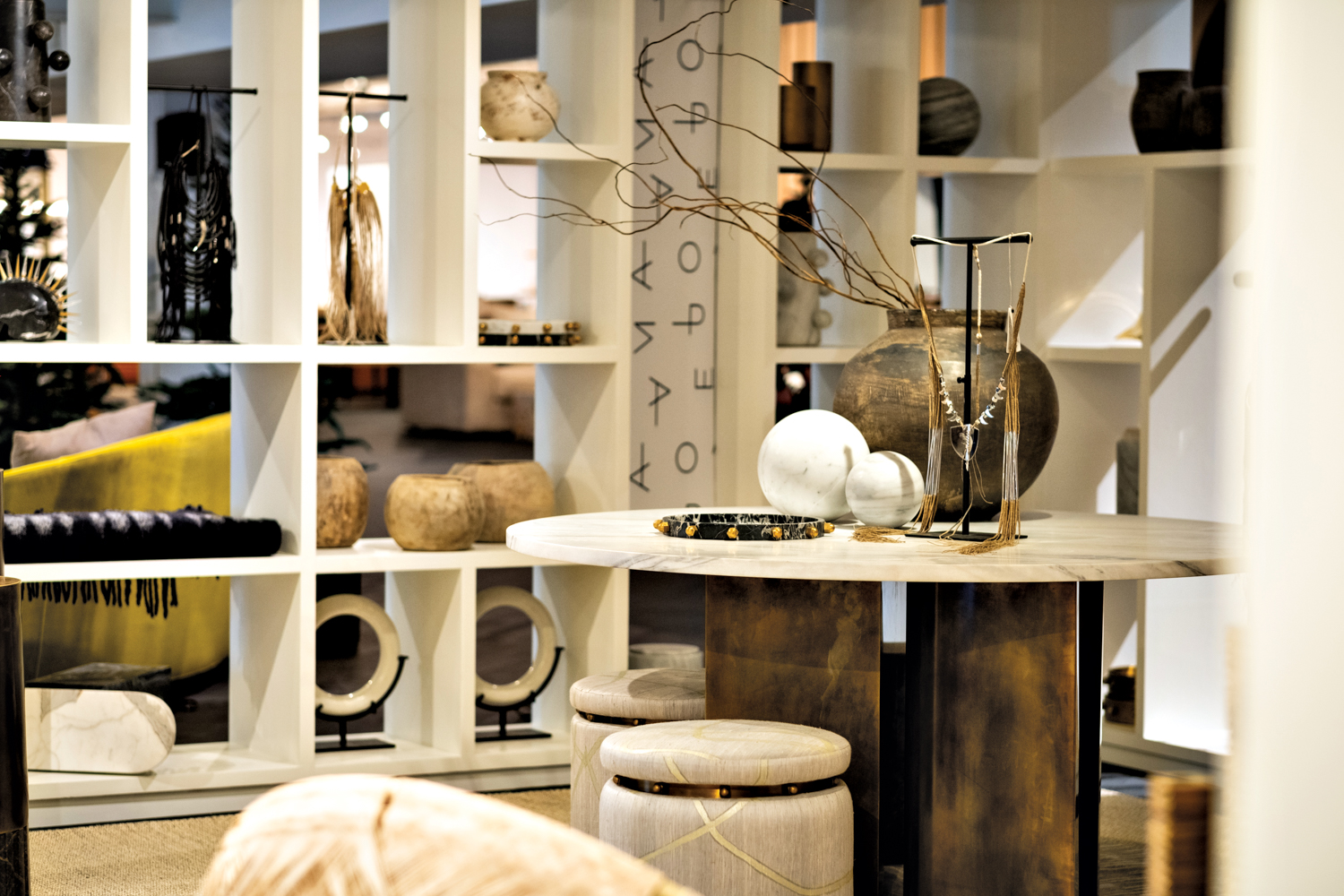 home decor items on display in a boutique