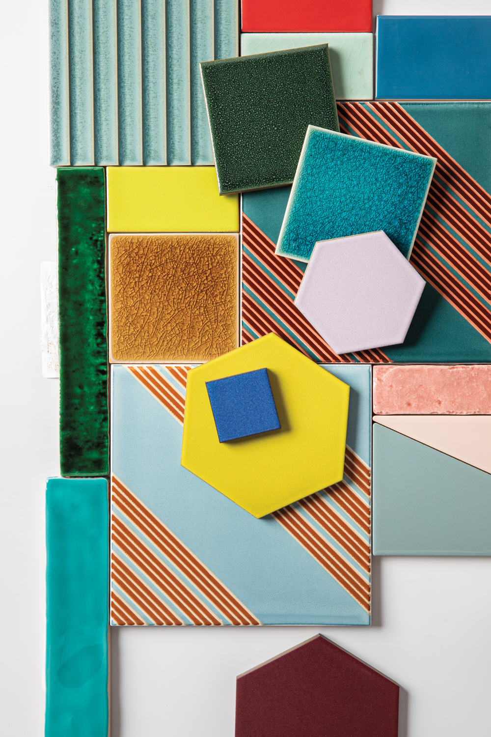 brightly colored tiles in various shapes