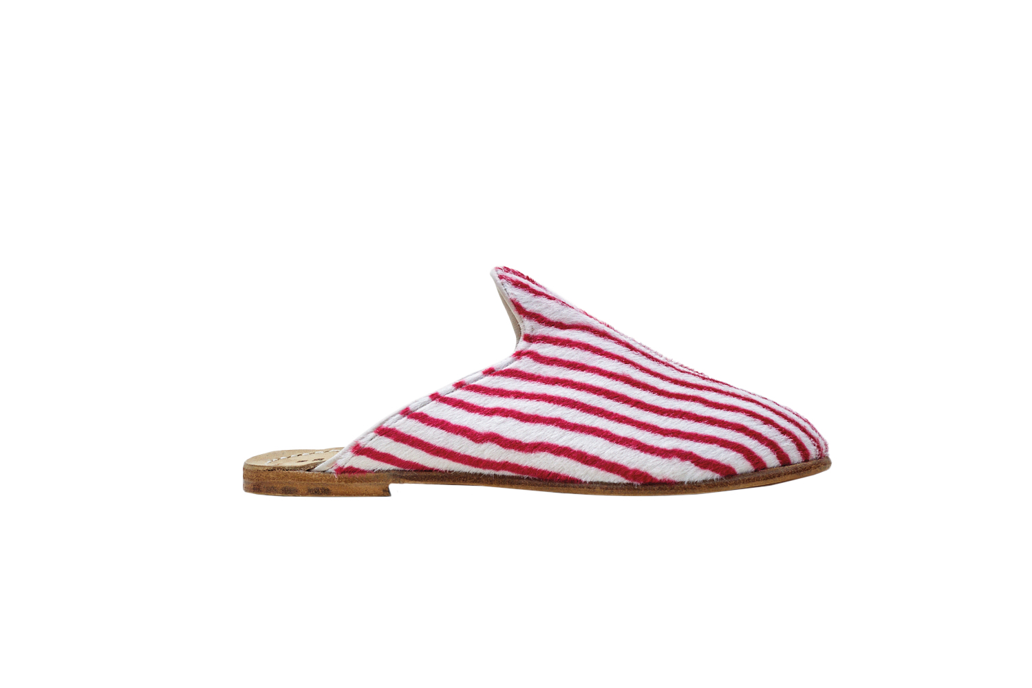 red and white striped slipper