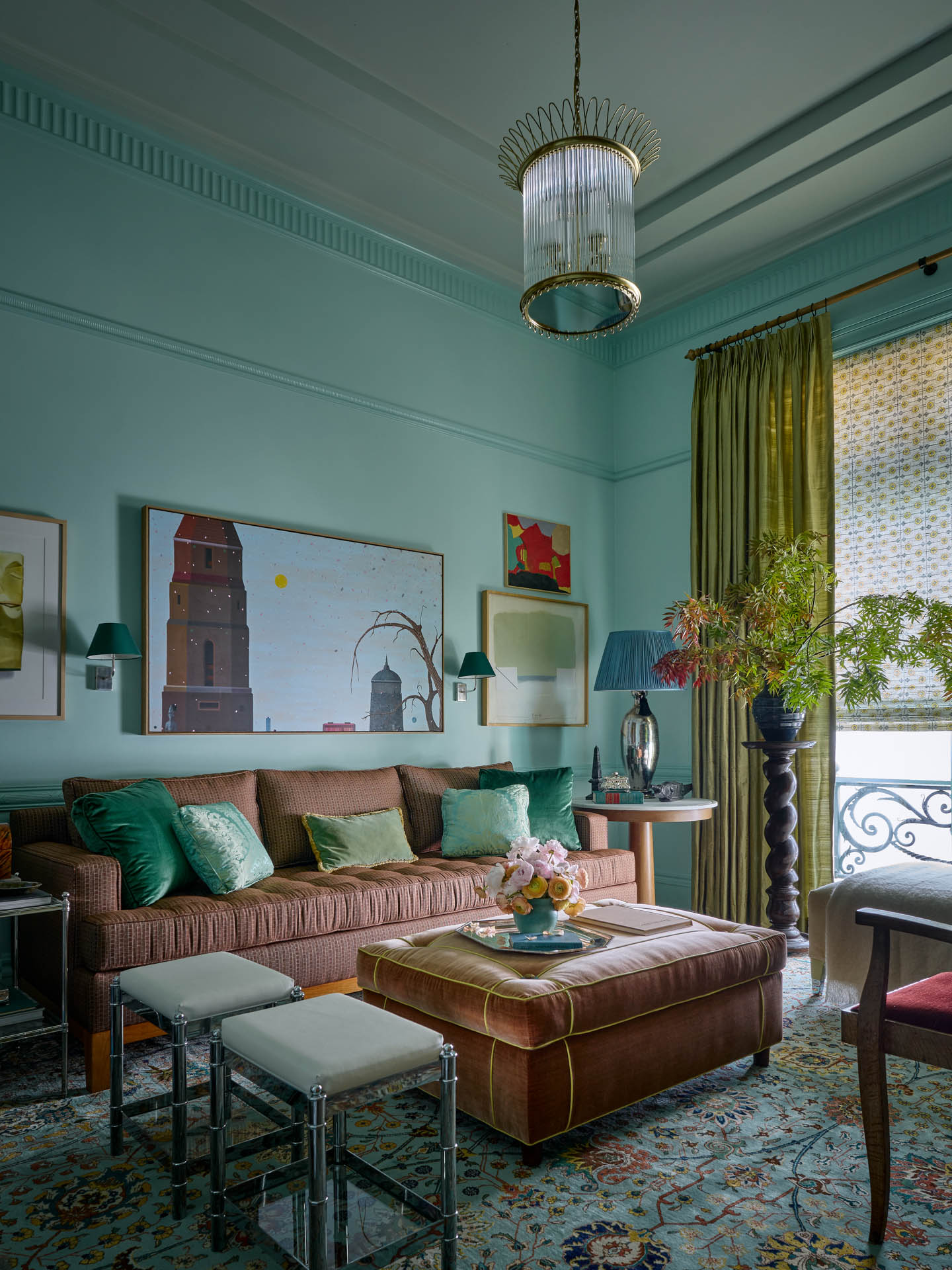 blue-green living area