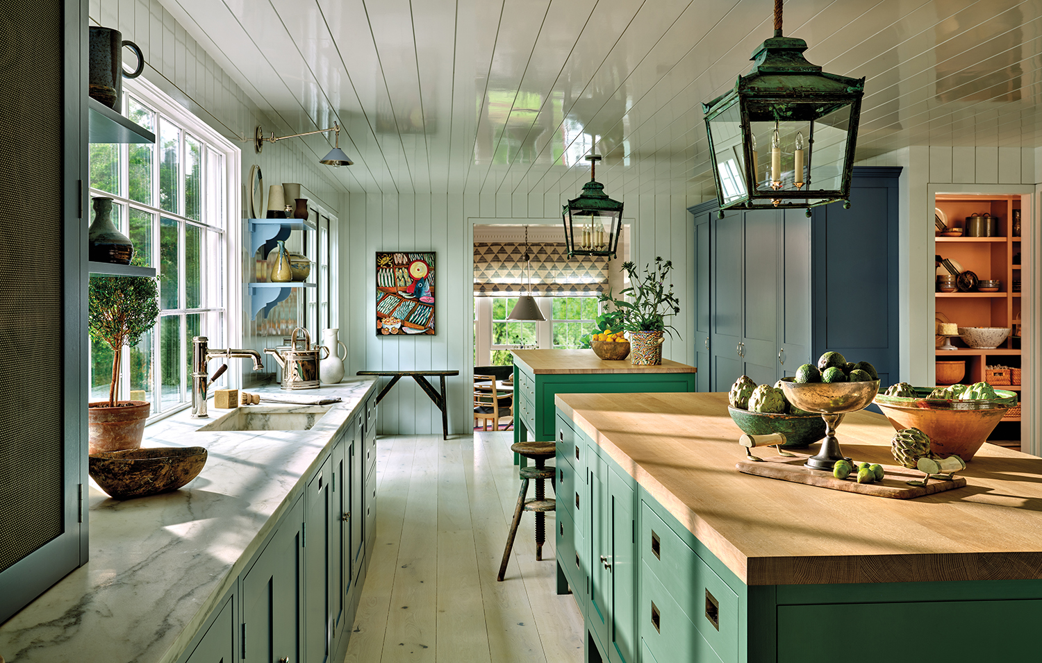 traditional green kitchen by Jeffrey Alan Marks