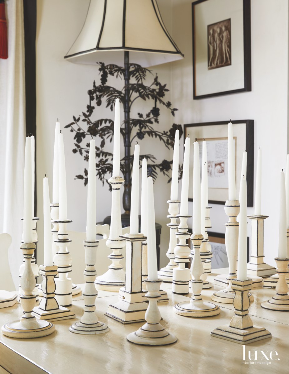 ver the elegant hostess, McEvoy has acquired eclectic entertaining pieces over the years, such as candlesticks from various estate sales and flea markets Ever the elegant hostess, McEvoy has acquired eclectic entertaining pieces over the years, such as candlesticks from various estate sales and flea markets