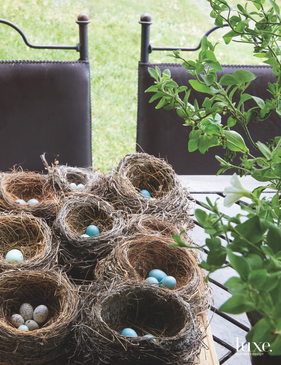 Nature, such as bird's nests throughout her property, serves as inspiration. Nature, such as bird's nests throughout her property, serves as inspiration