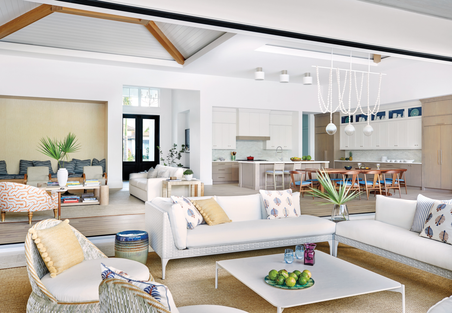 Loggia connected to living area with jute rug