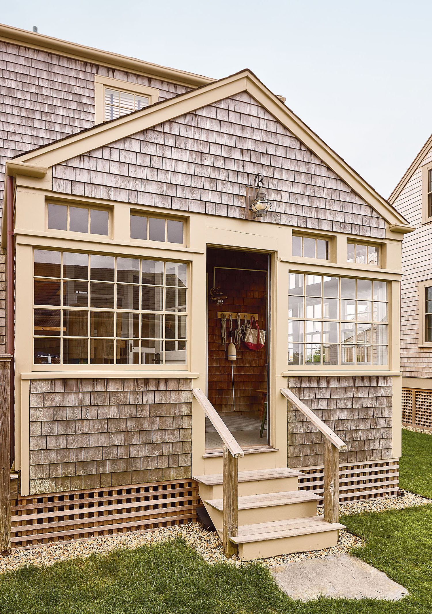 exterior of a weathered Nantucket cottage