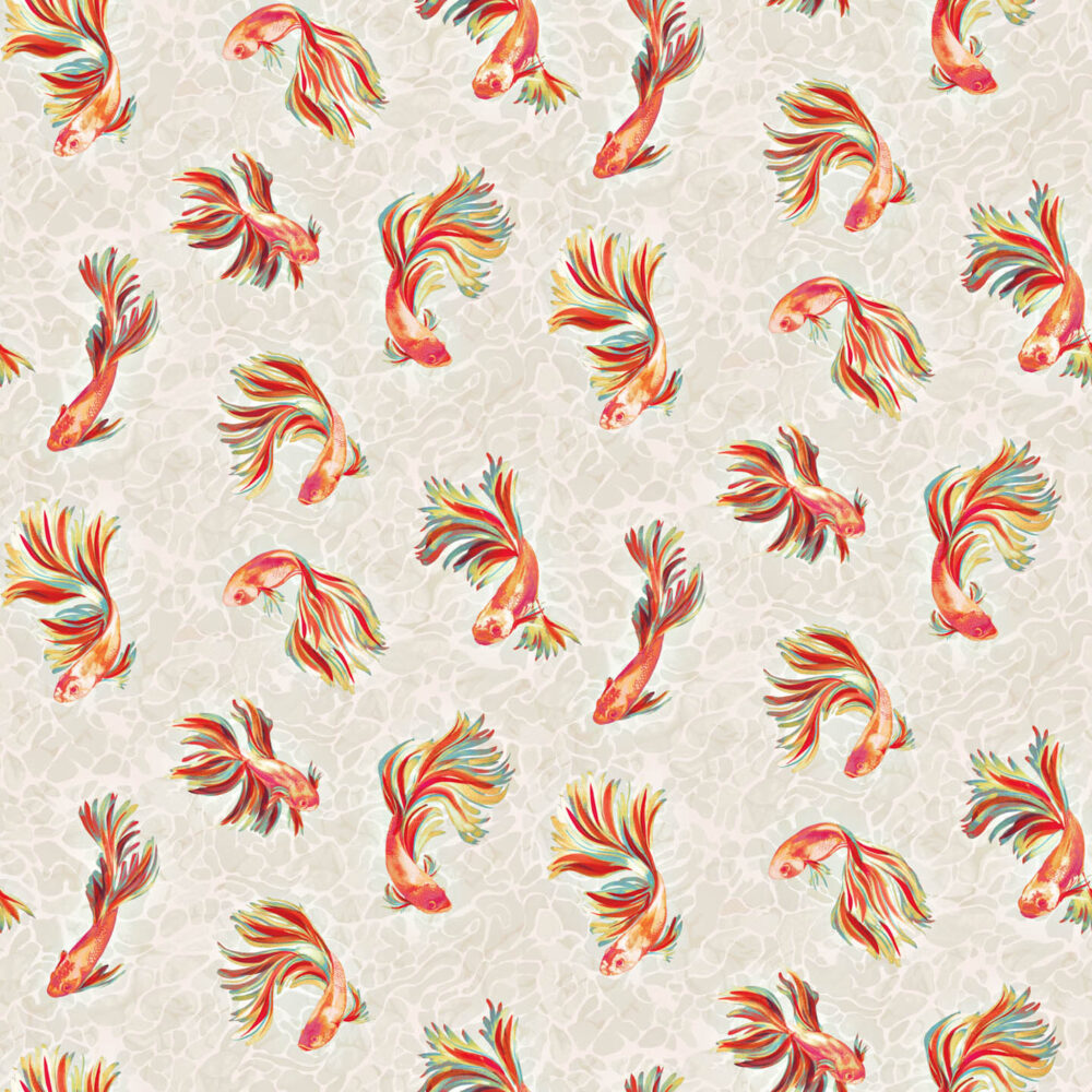 Aquaria Outdoor/Indoor Fabric in Linen/Mandarin