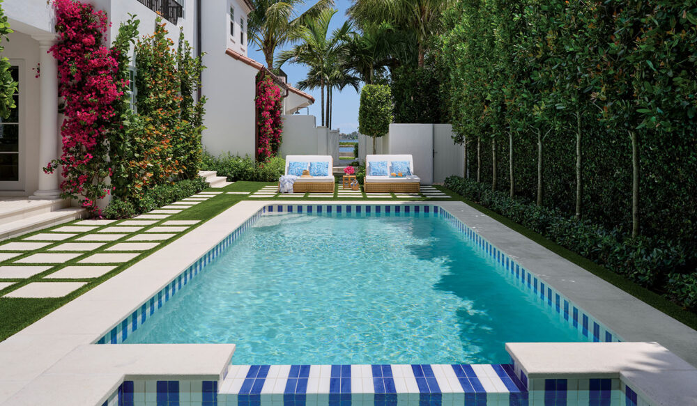 retro-decorated pool at a Miami home