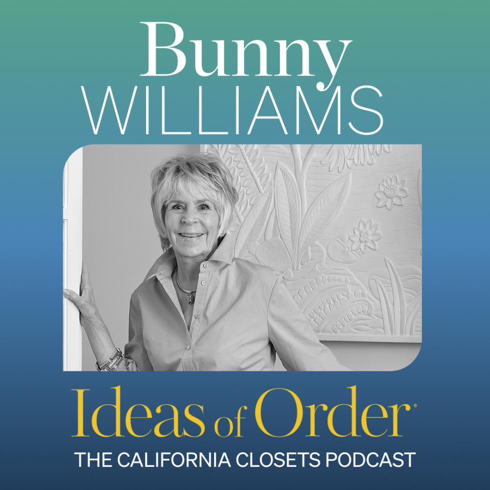 Portrait of Bunny Williams for the California Closets podcast, Ideas of Order.